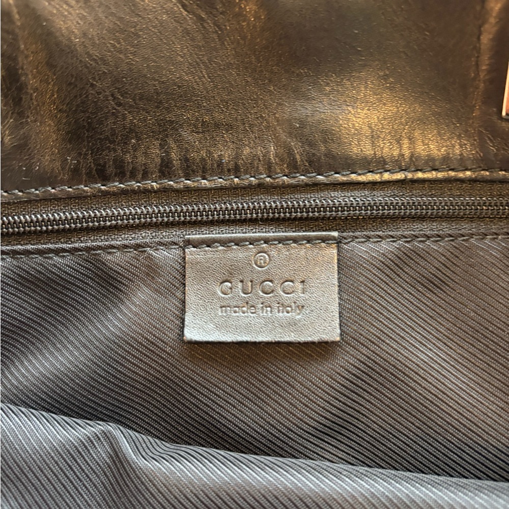Gucci Black GG Canvas Tote with Silver -Tone Details 007 - Picture 9 of 12